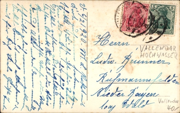 KP fotograficzna Vallendar nad Renem, powódź w styczniu 1920 r., scena uliczna, dzieci