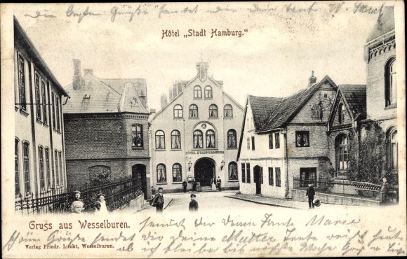 Ansichtkaart Wesselburen in Dithmarschen, Hotel Stadt Hamburg