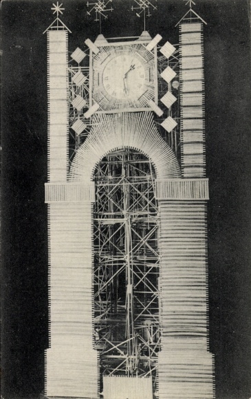 Postcard Strasburg in the Uckermark, miracle clock made of straws, master shoemaker O. Wegener