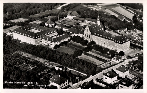 Postcard Bühl in Baden, aerial photograph, monastery