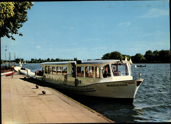 Postcard Hanover in Lower Saxony, boat dock at Maschsee, MS Lower Saxony