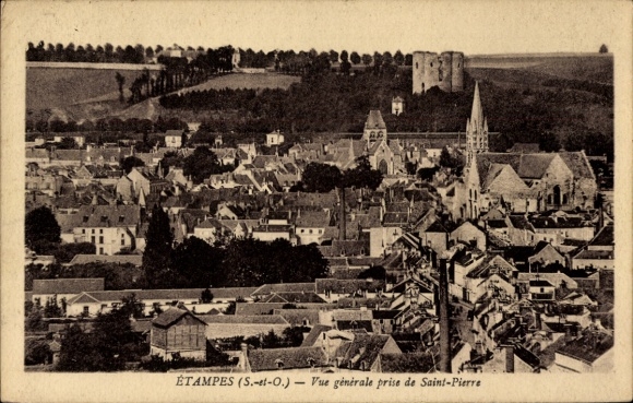 Ak Étampes Essonne, Vogelperspektive auf   Gebäude, Stadtdachlandschaft