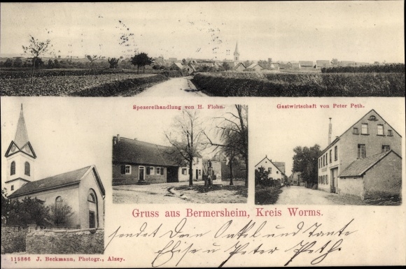 PC Bermersheim Rhineland Palatinate, inn Peter Peth, spice shop, church, long shot