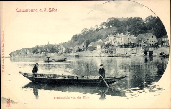 Postcard Lauenburg on the Elbe, city view from the Elbe, boat trip