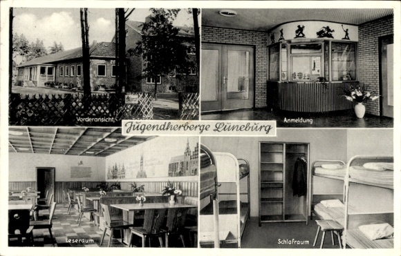 Postcard Lüneburg in Lower Saxony, youth hostel, reading room, dormitory