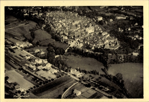 Postcard Mellrichstadt in Lower Franconia, aerial photograph
