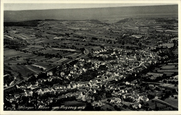 Postcard Jöhlingen Walzbachtal in Baden, aerial view of landscape with fields, houses