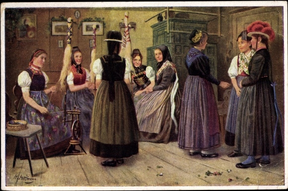 Artist PC Hoffmann, H., spinning room in the Black Forest