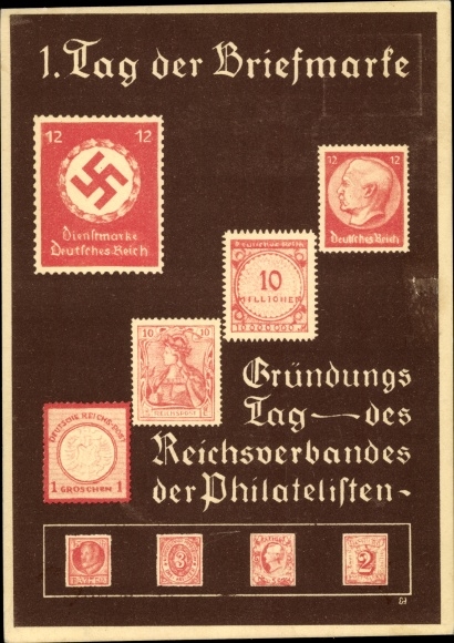 Postzegels Ak 1. Dag van de postzegel, oprichtingsdag van de Reichsvereniging van filatelisten