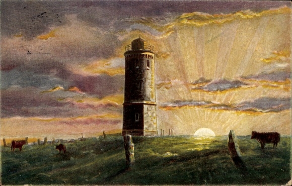 Ak Brocken Nationalpark Harz, Sonnenaufgang auf dem Brocken, Turm, Kühe