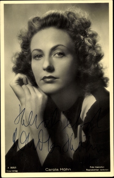 Postcard actress Carola Höhn, portrait, Ross Verlag No. A 3025/1, autograph