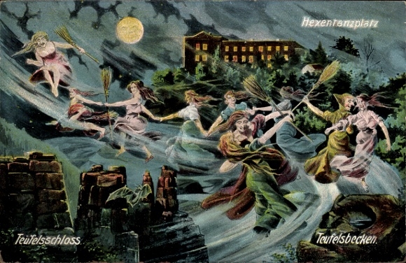 Postcard Wernigerode, Brocken, Devil's Basin, Witches, Witches' Dance Floor, Devil's Castle