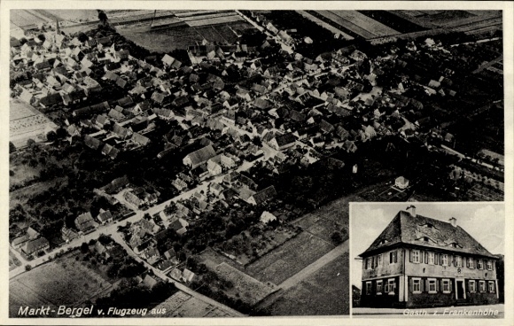 Postcard Marktbergel Middle Franconia, aerial photograph, Gasthaus zur Frankenhöhe