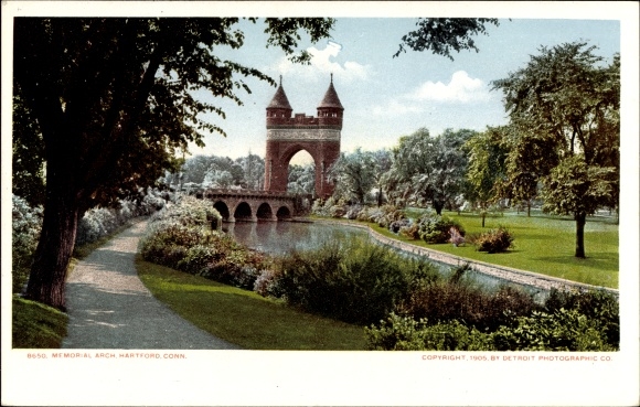 Briefkaart Hartford Connecticut de VS, Herdenkingsboog