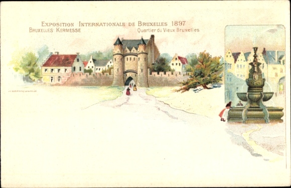 lito Bruxelles Bruksela, Exposition Internationale 1897, Kermesse, fontanna