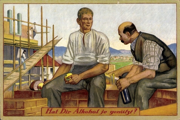 Artist Postcard Has alcohol ever helped you, Maurer, Anti Alcohol, Public Education