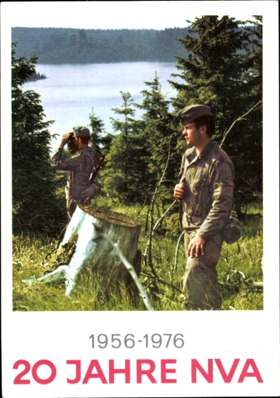 Postcard 20 years NVA 1956-1976, National People's Army of the GDR, soldiers in uniform
