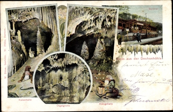 Postcard Iserlohn in the Märkisches Kreis, Dechen cave, interior view, royal hall, dwarf, organ grotto