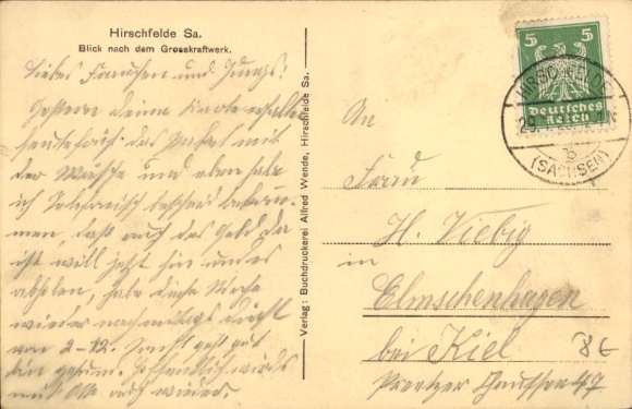 Postcard Hirschfelde Zittau in Saxony, large power plant, church