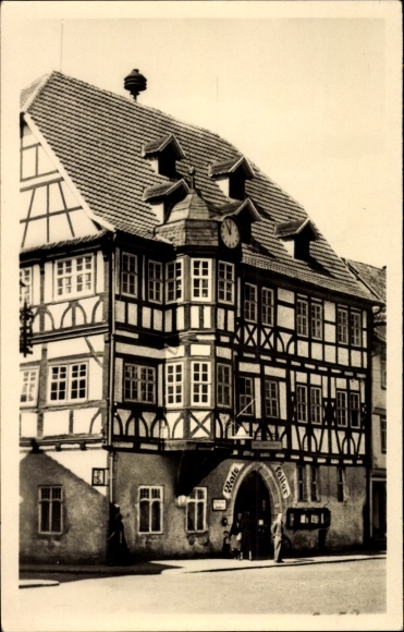 Postcard Wasungen in the Thuringian Forest, town hall, exterior view