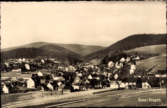 Postcard Sosa Eibenstock in the Ore Mountains, panorama of the place