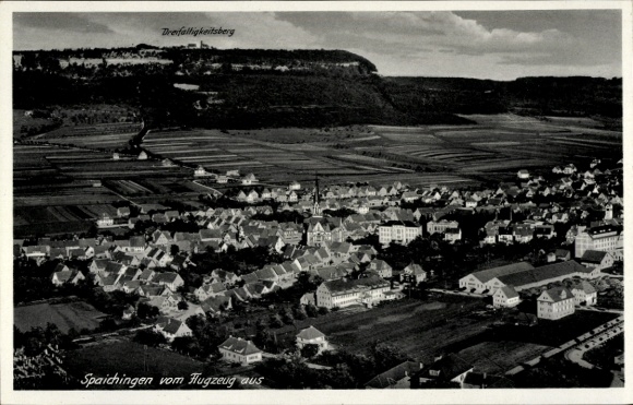 Postcard Spaichingen in Württemberg, Dreifaltigkeitsberg, city view from the air