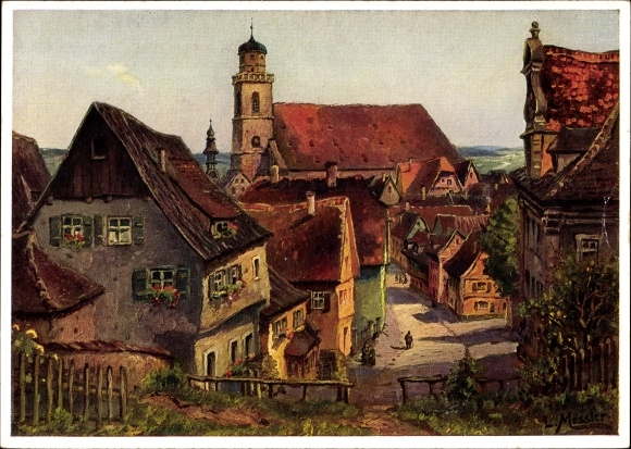 Artist PC Mößler, L., Dinkelsbühl in Middle Franconia, Saint George&#39;s Church
