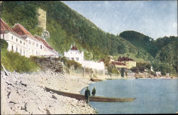 Postcard Sarmingstein St. Nikola Upper Austria, banks of the Danube