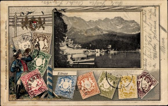 Passepartout embossed PC Grainau in Upper Bavaria, Eibsee