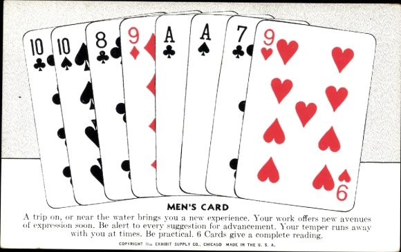 Postcard card game, playing cards for fortune telling, prediction for men