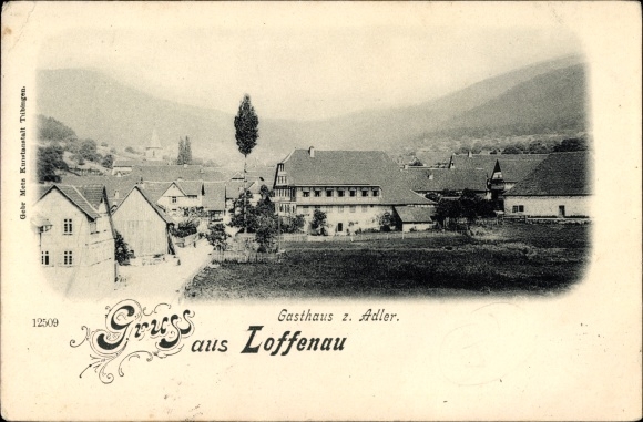 Postcard Loffenau BW, Inn zum Adler, locality