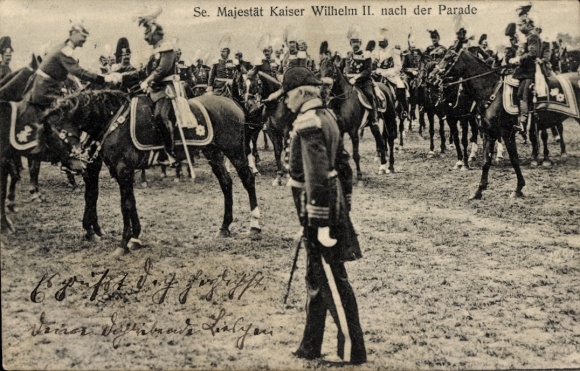 PC Kaiser Wilhelm II after the parade, soldiers on horseback