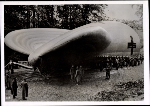Photo Heinrich Hoffmann, filling up a captive balloon in a forest on the western front, Nov 1939