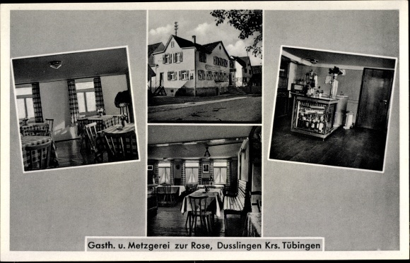 Ak Dußlingen im Steinlachtal, Gasthaus und Metzgerei zur Rose, Innenansichten