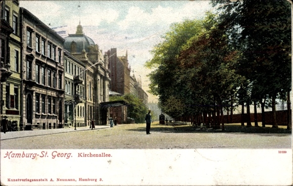 Postcard Hamburg Mitte Saint George, Kirchenallee