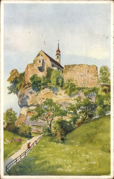 Artists Postcard Bregenz on Lake Constance Vorarlberg, Gebhardsberg