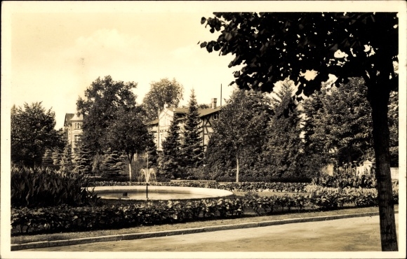 Foto Polczyn Zdrój Bad Polzin Pommern, Gartenanlagen, Brunnen