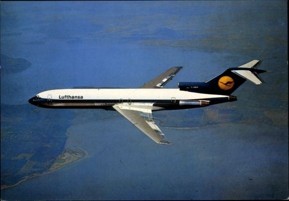 Postcard passenger aircraft Lufthansa, Boeing B 727 B Europa Jet