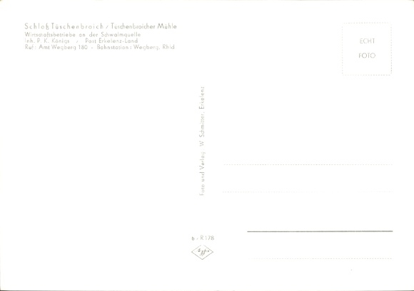 Postcard Tüschenbroich Wegberg, castle, mill