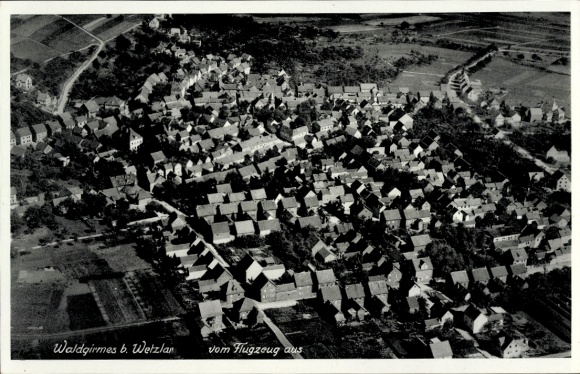 Postcard Waldgirmes Lahnau in Hessen, aerial photograph