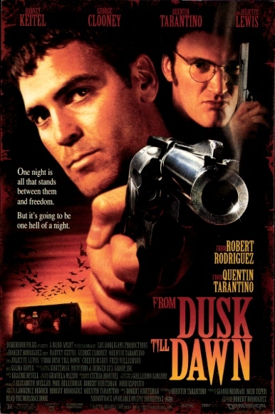 Foto Ak From Dusk till Dawn, Schauspieler George Clooney und Quentin Tarantino