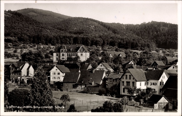 Postcard Loffenau in the Black Forest, inn and butcher&#39;s shop to the sun, place