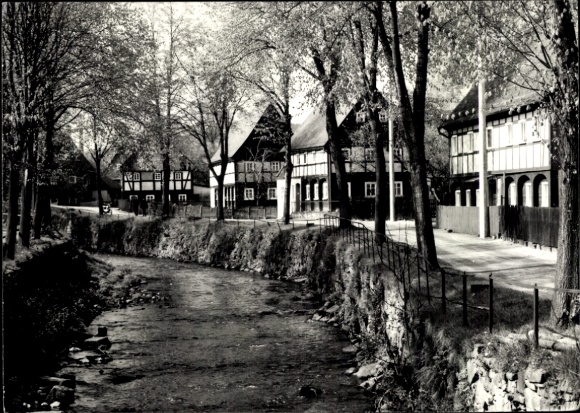 Postcard Großschönau in Upper Lusatia Saxony, half-timbered houses