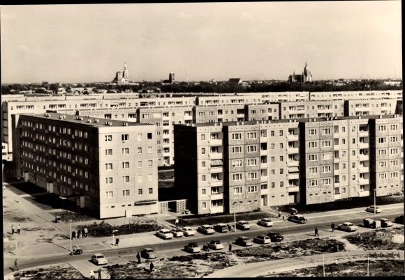 Ak Stralsund, Neuer Stadtteil Knieper-West III, Silhouette der Altstadt