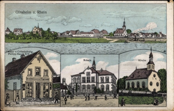 PC Ginsheim Gustavsburg am Rhein, school, church, grocery store, Pernat