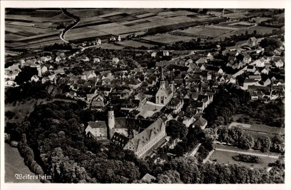 Postcard Weikersheim in Tauberfranken Württemberg, aerial photograph