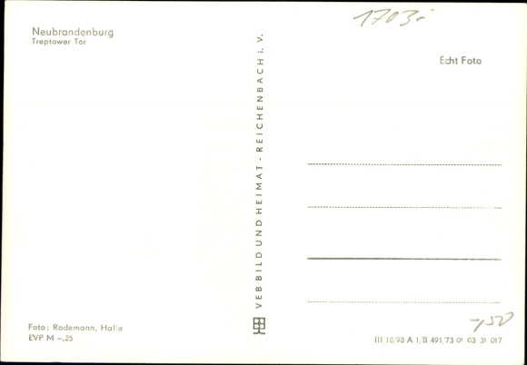 Postcard Neubrandenburg in Mecklenburg, Treptower Tor
