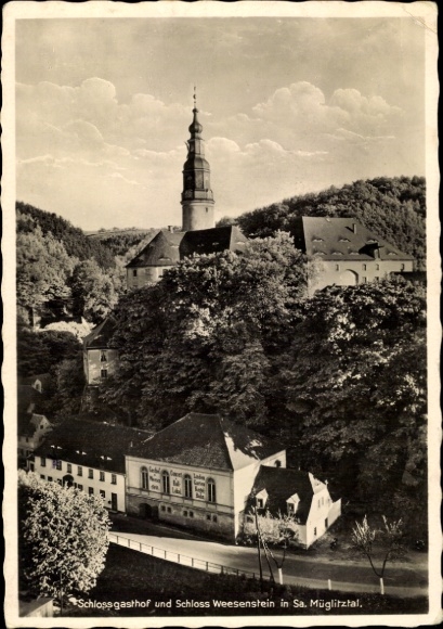 Ak Weesenstein in het Müglitztal Saksen, kasteel Weesenstein, kasteelherberg Weesenstein, kasteel We