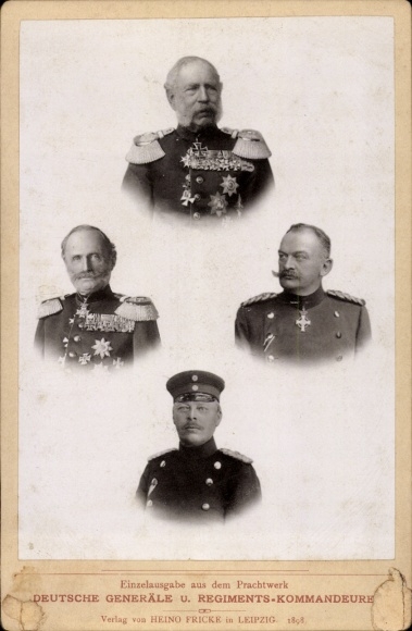 Kabinett Foto Deutsche Generäle und Regiments-Kommanduere, König Albert von Sachsen, Friedr. August