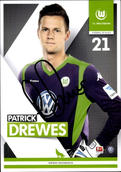 Autogrammkarte Fußballer Patrick Drewes, VfL Wolfsburg, Autogramm